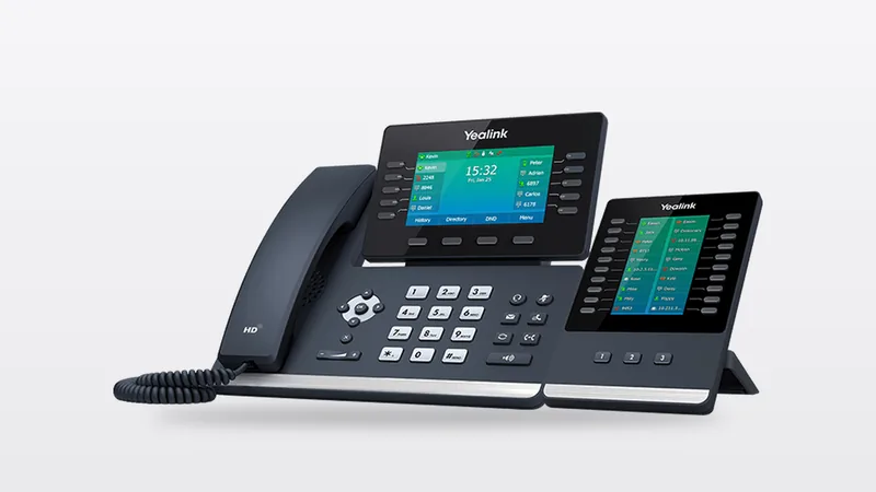 Yealink T54W desk phone with an EXP50 expansion module