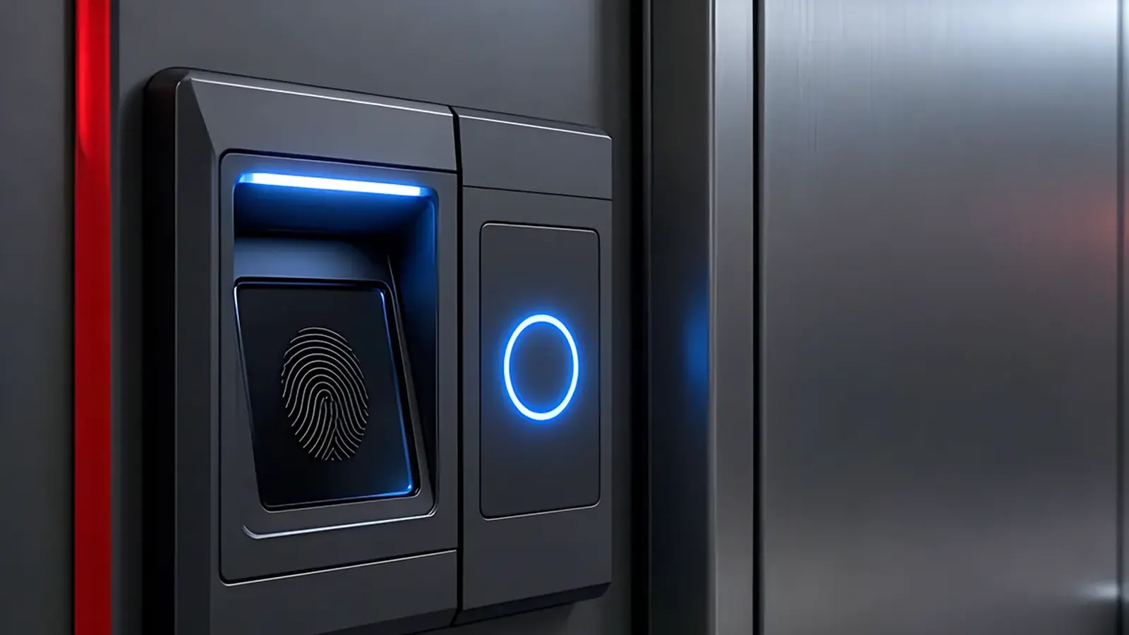 Badge reader beside a secured data center door