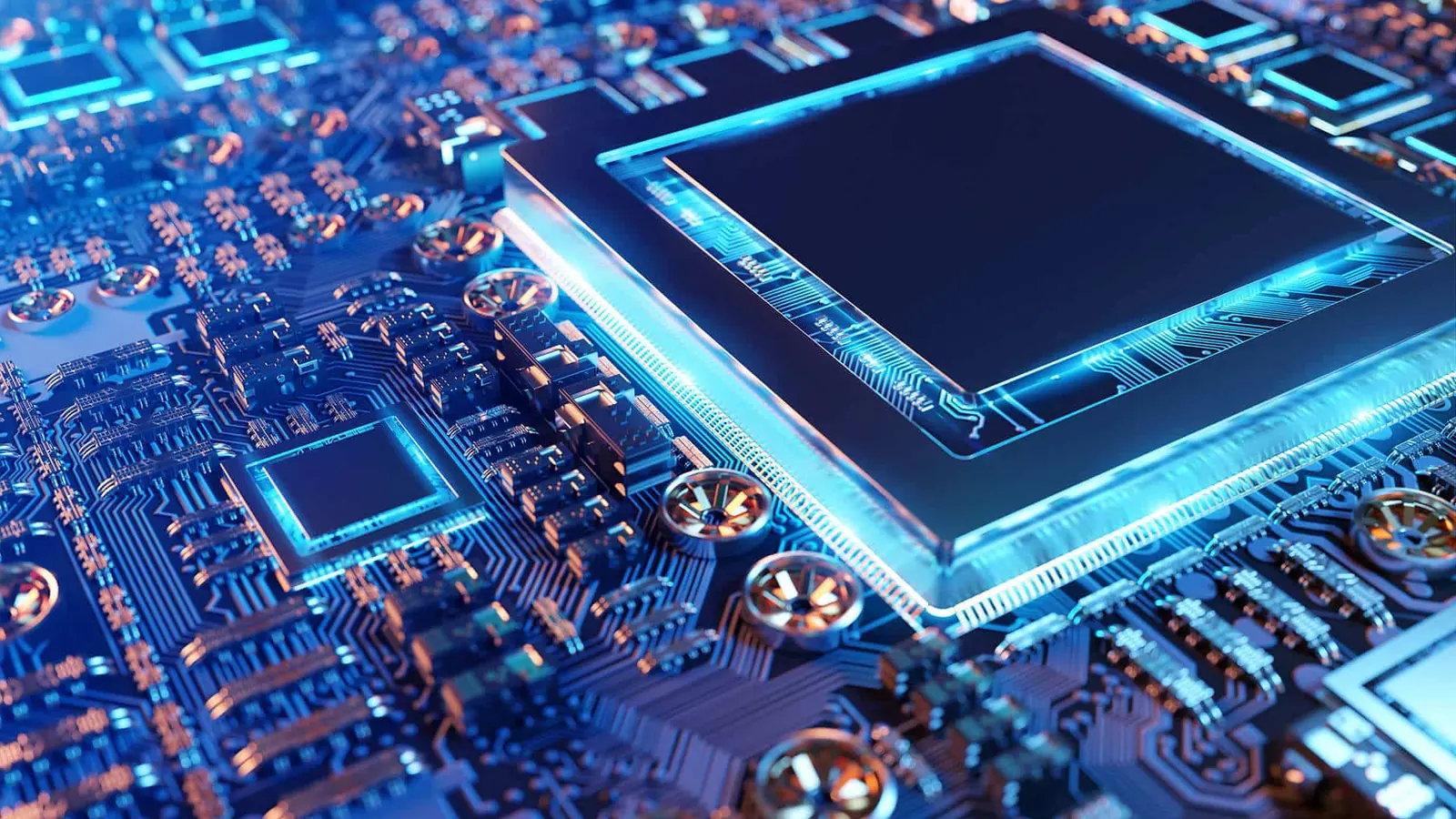 Processor chip on a circuit board