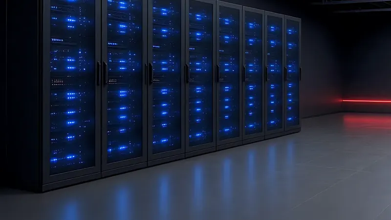 Open floor space beside a row of server racks