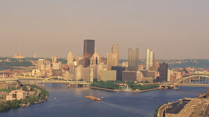View of Downtown Pittsburgh across the rivers