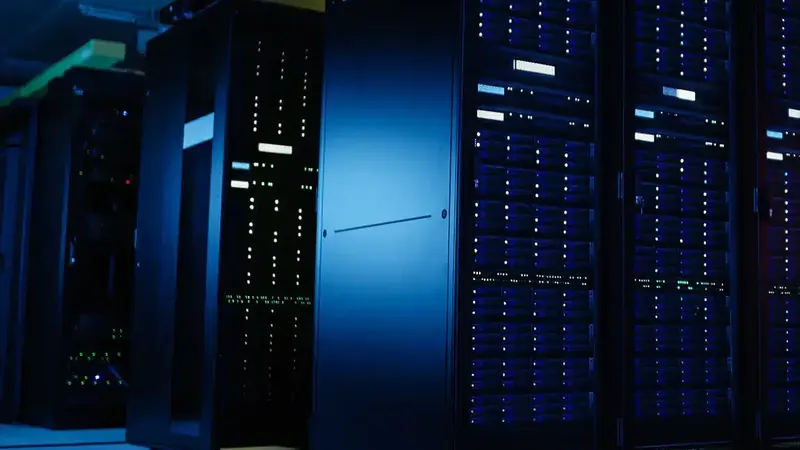 Front row of server racks