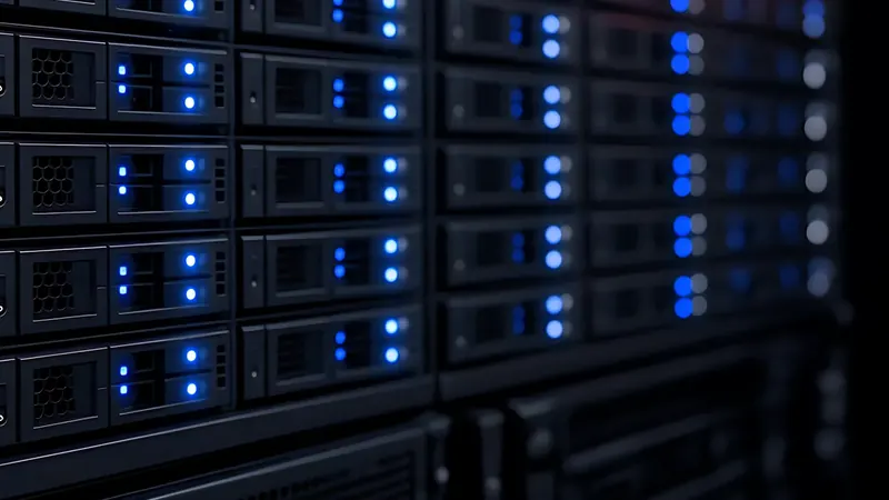 Close-up of server status lights in a rack