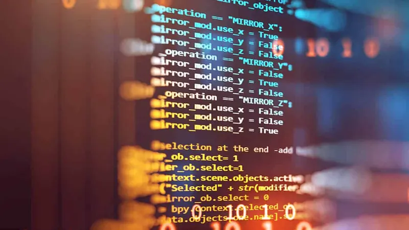 Close-up of source code