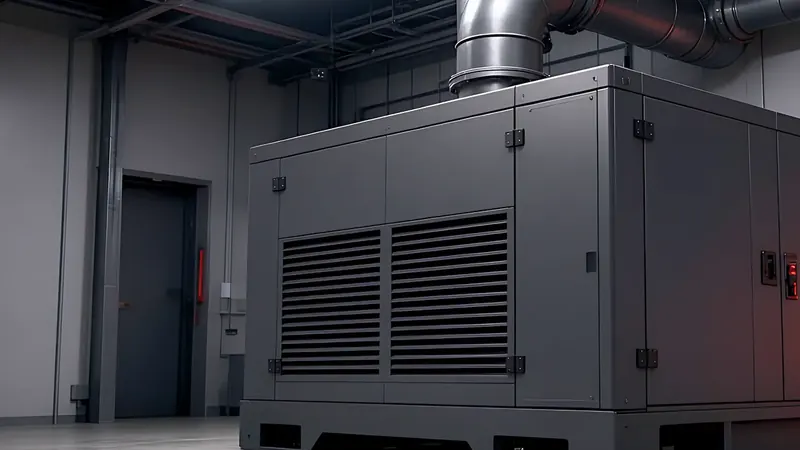 Standby generator in a concrete equipment room
