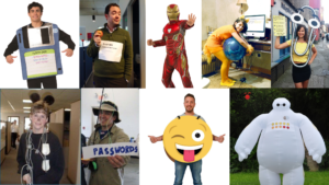 a collage of tech related halloween costumes