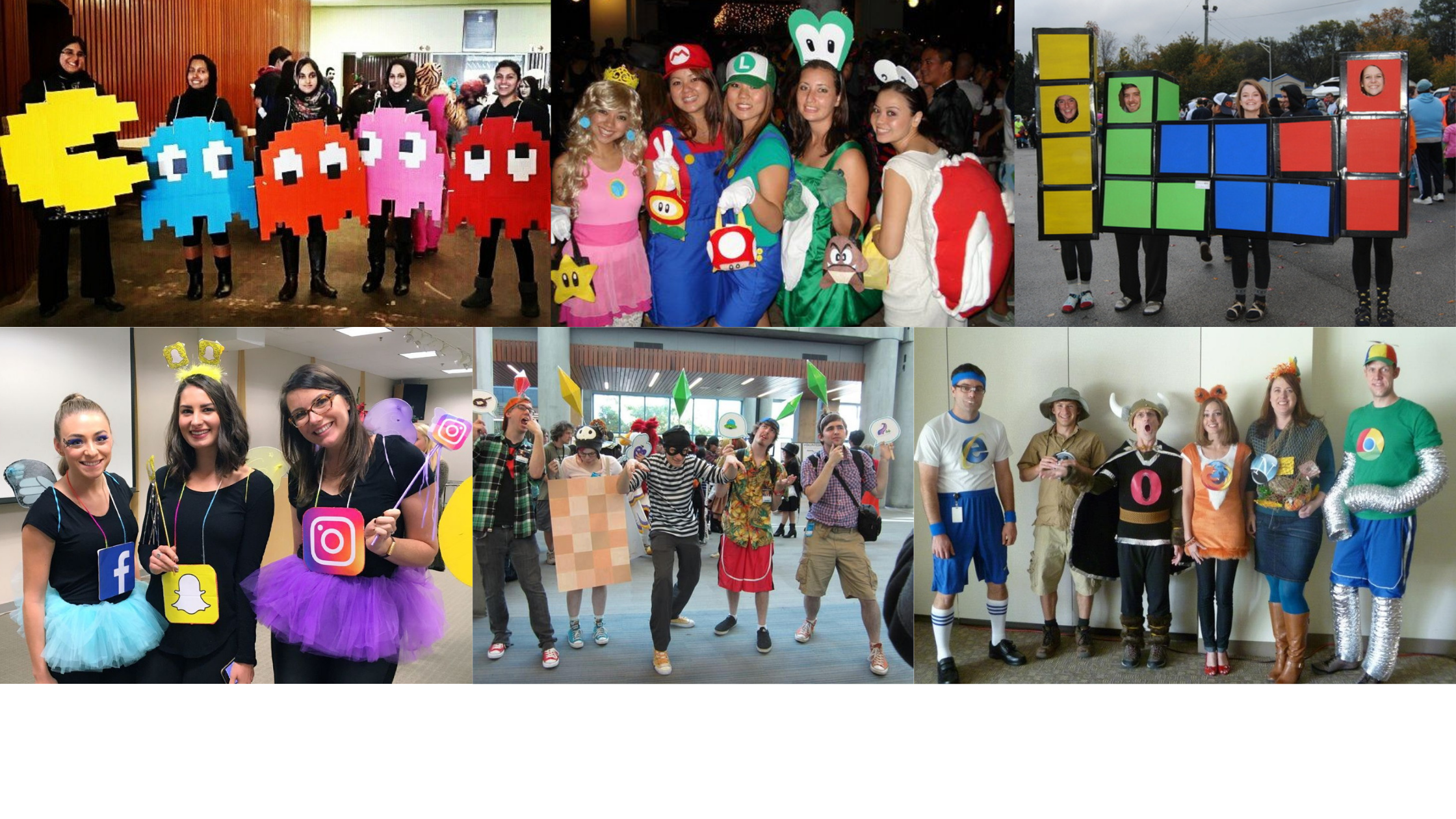 a collage of halloween costumes for tech related things