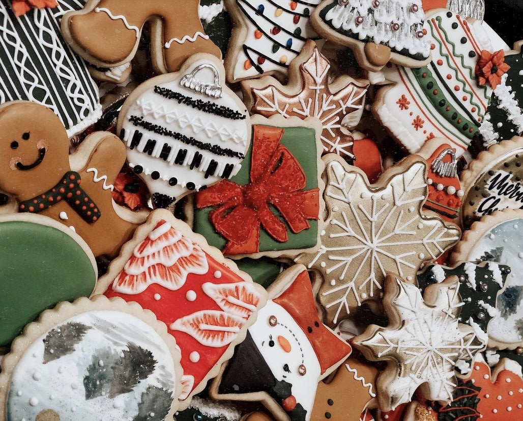 a pile of holiday cookies