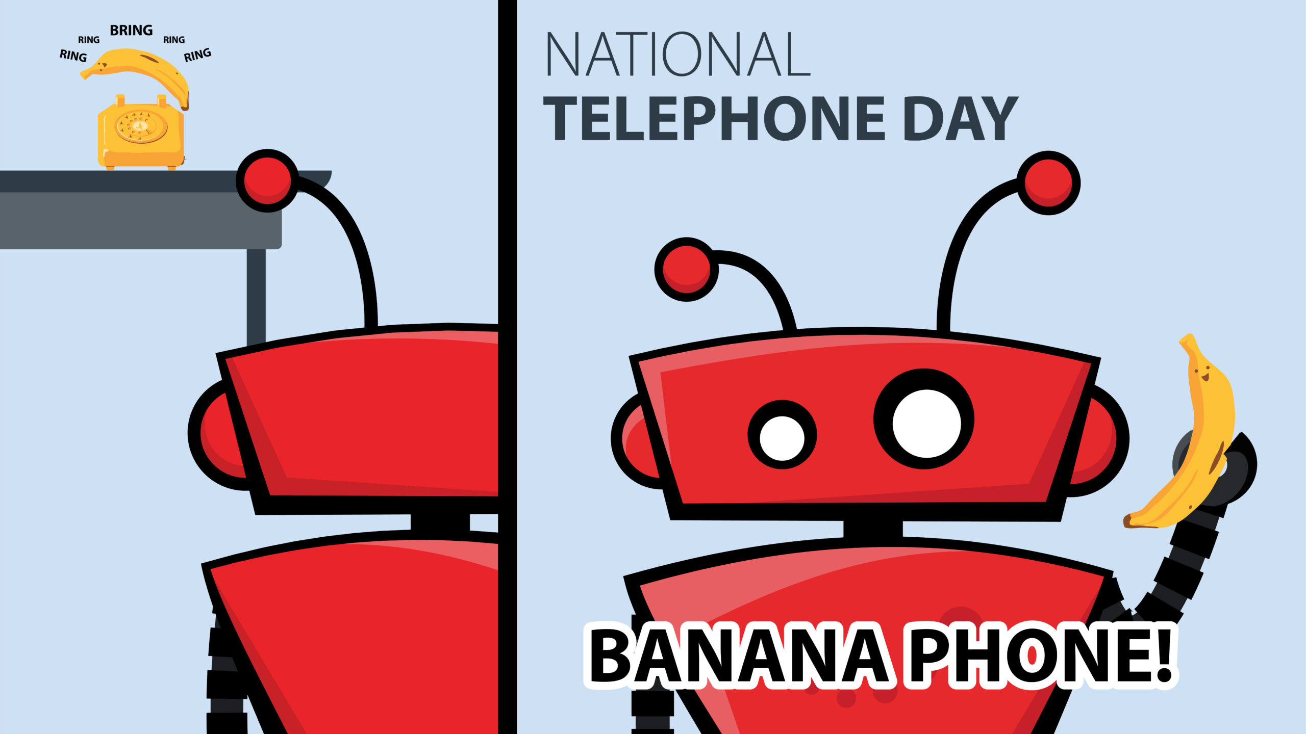 xbert with banana phone for national telephone day