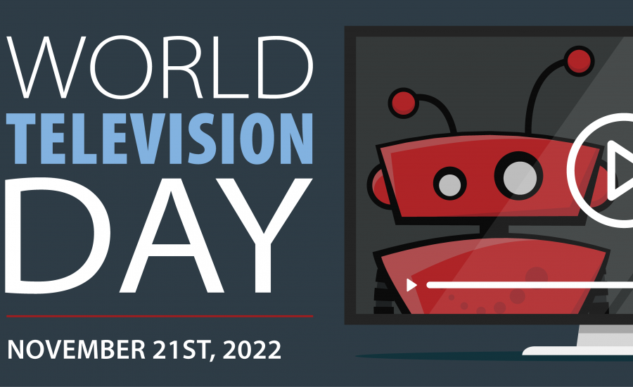 xBert robot inside a flat screen TV for World TV Day